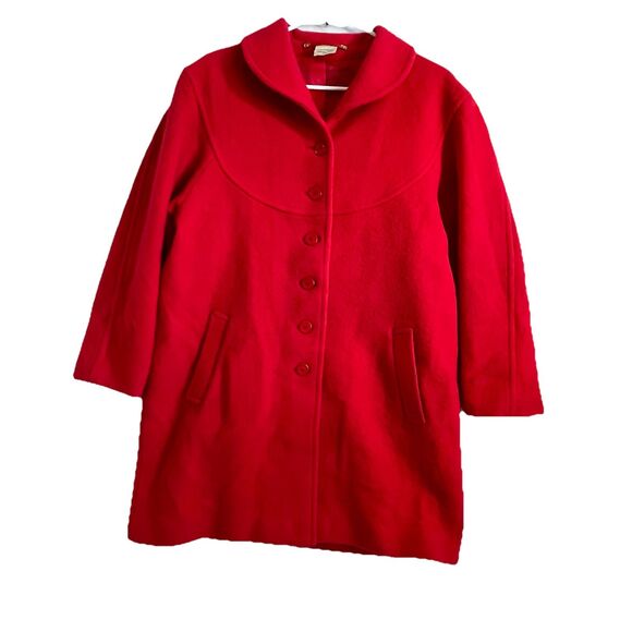 Alexon Women's Sz M England 35" Long Pure Wool Coat Red Vintage Heritage - Picture 1 of 11